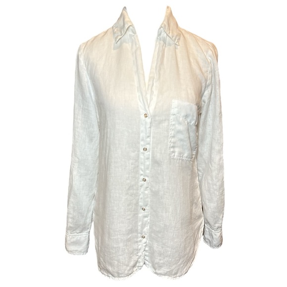 ZARA Oversized White Linen Button Down Shirt Sz XS Summer Lightweight Neutral - Picture 5 of 14